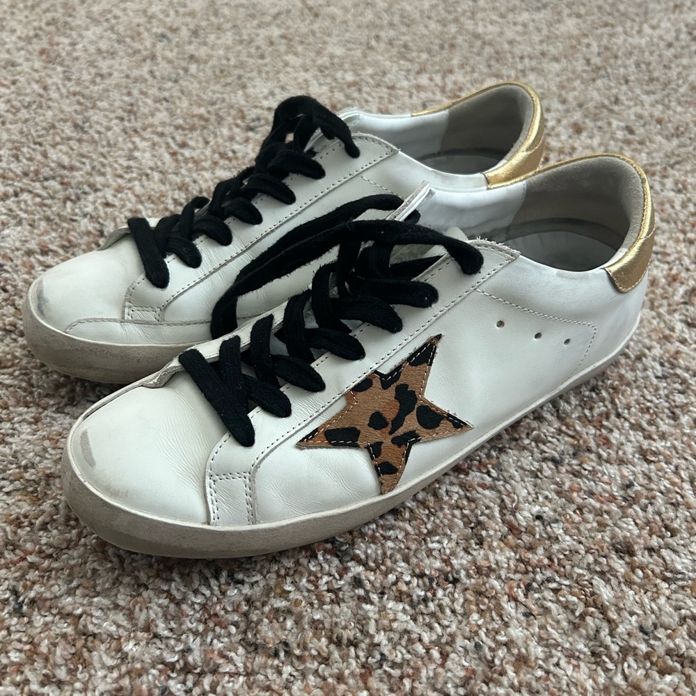 EUC Gold & Leopard Superstar Sneakers